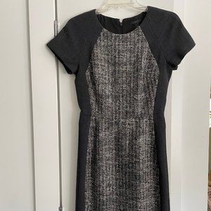 J Crew Gray Italian Tweed Color Block Short Sleeve Sheath Dress